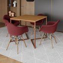 Ver imagem 1 de Conjunto de Mesa Industrial Base Cobre Tampo Quadrado 90cm Canela 4 Poltronas Estofadas Vermelho