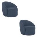 Ver imagem 1 de Poltrona Decorativa Orgânica Giratória Kit 2 Lua Suede Azul Mar D03 - D'Rossi