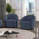 Ver imagem 2 de Poltrona Decorativa Orgânica Giratória Kit 2 Lua Suede Azul Mar D03 - D'Rossi