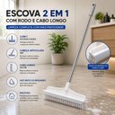 Ver imagem 6 de Escova de Limpeza 2 em 1 com Rodo Cabo Longo 112cm Cabeça Articulada Multiuso Piso Banheiro Cozinha