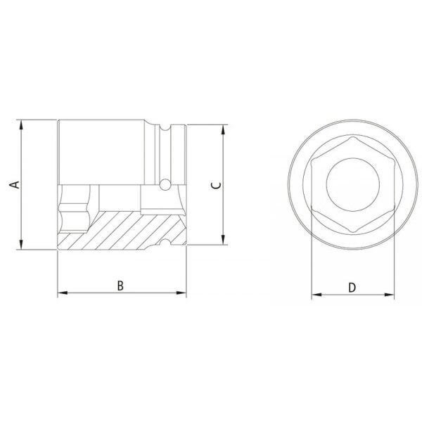 Soquete de Impacto Sextavado 65mm Encaixe 1.1/2" Tramontina PRO - 2