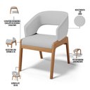 Ver imagem 3 de Kit 03 Cadeiras de Jantar e Estar Living Estofada Lince L02 Linho Cinza - Lyam Decor