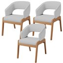 Ver imagem 1 de Kit 03 Cadeiras de Jantar e Estar Living Estofada Lince L02 Linho Cinza - Lyam Decor