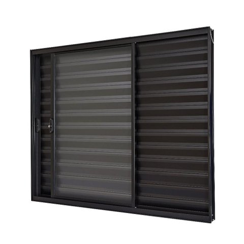 Janela de Correr Alumínio Preto 03 Folhas Veneziana Classic - 120x150