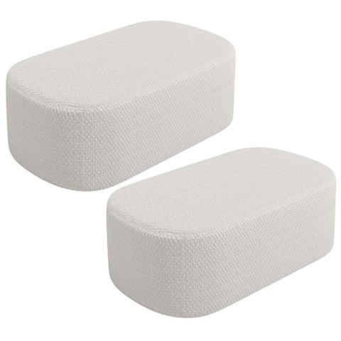 Kit 02 Puffs Decorativos Orgânico para Living Quarto 100cm Doha W01 Bouclê Cru - Lyam Decor