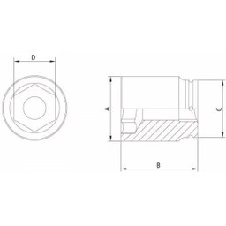 Soquete de Impacto Sextavado Longo 41mm Encaixe 1.1/2" Tramontina PRO - 2