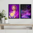 Ver imagem 1 de Kit 2 Quadros Mestre Saint Germain- Chama Violeta 24x18cm - com Vidro:madeira Branca