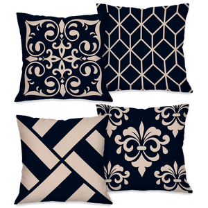 Kit com 4 Capas para Almofadas Decorativas Azul Real