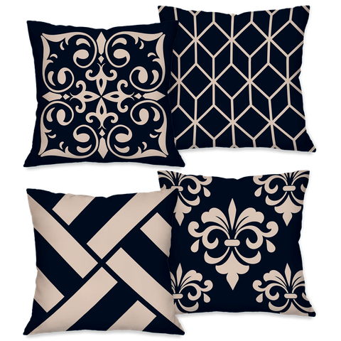 Kit com 4 Capas para Almofadas Decorativas Azul Real
