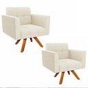 Ver imagem 2 de Poltrona Sala Decorativa Kit 2 Elisa Giratória Castanho Mm30 Cotelê Ext/veludo D03 - D’Rossi