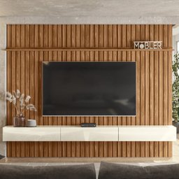 Painel Ripado Placa Tv 85 Projetta 265x300 Cinamo Mell Off White Mbl - 2 Painel Ripado Placa Tv 85 Projetta 265x300 Cinamo Mell Off White Mbl - 2