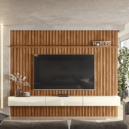 Painel Ripado Placa Tv 85 Projetta 265x300 Cinamo Mell Off White Mbl - 7 Painel Ripado Placa Tv 85 Projetta 265x300 Cinamo Mell Off White Mbl - 7