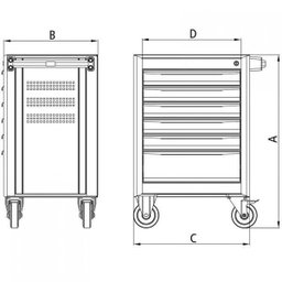 Carro para Ferramentas 2 Gavetas 2 Portas Tramontina PRO - 4
