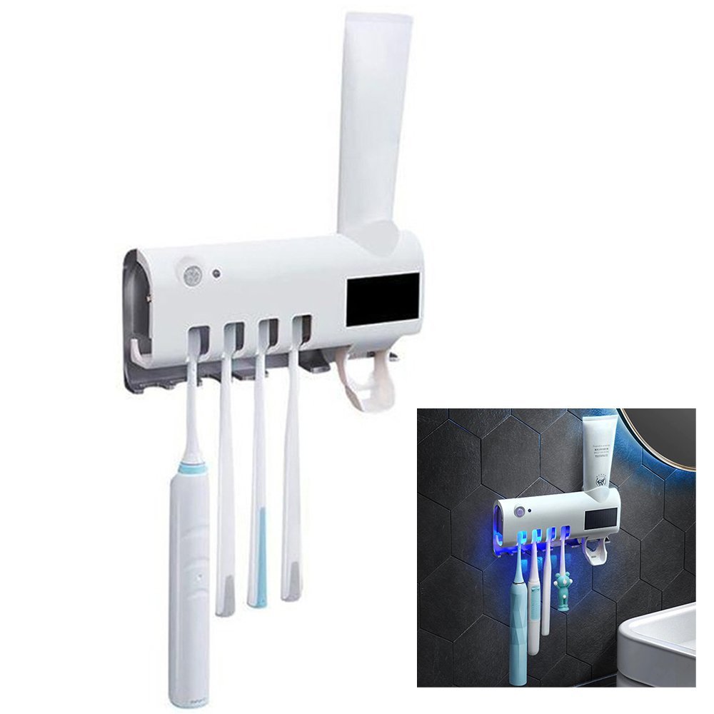 Dispenser Pasta de Dentes Automatico Luz Ultravioleta Esterilizador Suporte Apoio Escova de Dentes B