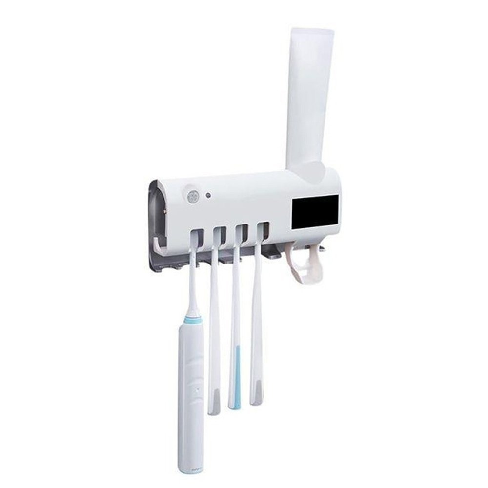 Dispenser Pasta de Dentes Automatico Luz Ultravioleta Esterilizador Suporte Apoio Escova de Dentes B - 3