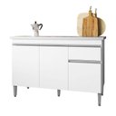 Ver imagem 2 de Balcão de Pia Tatiane 120 Cm e Armário Cozinha Kit Márcia Branco Brilho - Ajl