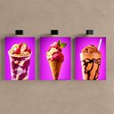 Ver imagem 2 de Kit 3 Quadro Decorativo Açaí Sorvete Sorveteria Est1 Qualidade Premium Moderno 28x20cm