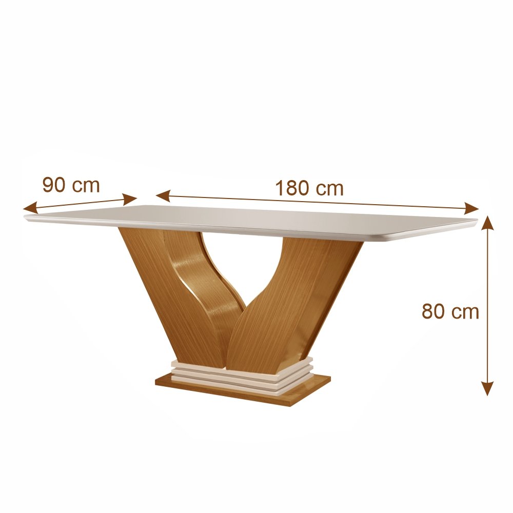 Conjunto Sala de Jantar Mesa Tampo de Vidro/mdf Safira com 6 Cadeiras Atena - Lj Móveis - Cinamomo/p - 4