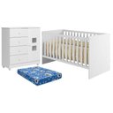 Ver imagem 1 de Berço Nacional Life 2186 com Cômoda Life Branco Acetinado Colchão Ortobom - Tigus