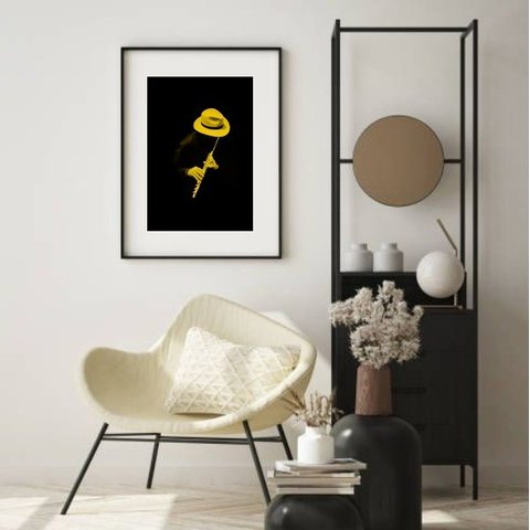 Quadro Foto Minimalista Jazz - 60x48cm:madeira Preta