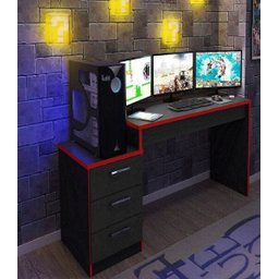 Mesa para Notebook Computador Desk Game Drx 5000 - Preto/Vermelho - Móveis Leão - 5