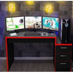 Mesa para Notebook Computador Desk Game Drx 5000 - Preto/Vermelho - Móveis Leão - 6