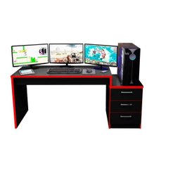 Mesa para Notebook Computador Desk Game Drx 5000 - Preto/Vermelho - Móveis Leão - 1