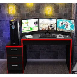 Mesa para Notebook Computador Desk Game Drx 5000 - Preto/Vermelho - Móveis Leão - 2
