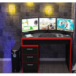 Mesa para Notebook Computador Desk Game Drx 5000 - Preto/Vermelho - Móveis Leão - 3