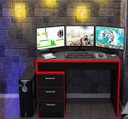Ver imagem 3 de Mesa para Notebook Computador Desk Game Drx 5000 - Preto/Vermelho - Móveis Leão