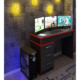 Mesa para Notebook Computador Desk Game Drx 5000 - Preto/Vermelho - Móveis Leão - 4