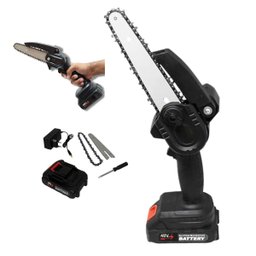 Mini Motosserra Eletrica 48v sem Fio 6 Polegadas Bateria Recarregavel Potente Madeira Lenha Carpinta - 1