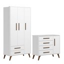 Ver imagem 1 de Quarto de Bebê Qencanto Retrô com Roupeiro e Cômoda Qmovi Branco Acetinado