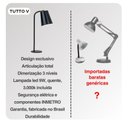 Ver imagem 2 de Luminária de Mesa Tutto Vetta, Dimerizável, Articulada, LED 9W Luz Quente Inclusa, Base Sólida
