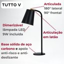 Ver mais imagens de Luminária de Mesa Tutto Vetta, Dimerizável, Articulada, LED 9W Luz Quente Inclusa, Base Sólida