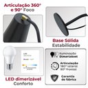 Ver imagem 4 de Luminária de Mesa Tutto Vetta, Dimerizável, Articulada, LED 9W Luz Quente Inclusa, Base Sólida