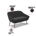 Ver imagem 5 de Kit 01 Namoradeira 02 Lugares e 02 Poltronas Giovana Suede Pés Palito De Ferro - D’Rossi - Preto