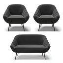 Ver imagem 1 de Kit 01 Namoradeira 02 Lugares e 02 Poltronas Giovana Suede Pés Palito De Ferro - D’Rossi - Preto