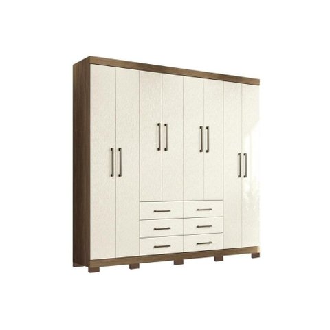 Guarda Roupa Casal 8 Portas e 6 Gavetas C- Pés Liverpool Jatoba-areia