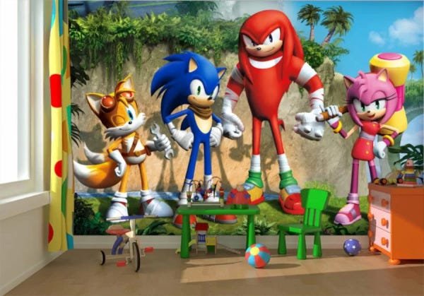 Toalha de Banho Praia Infantil Video Game Jogo Sonic Azul 3D