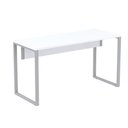 Ver imagem 1 de Mesa Escritório P25 Tub Pandin 150 Cm (larg) Tampo Mdp Branco Pé Aço Tubular Cinza