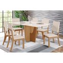 Ver imagem 1 de Conjunto: Mesa Sala Jantar Vértice Tampo Madeirado C/ Vidro 160x80cm e 6 Cadeiras Milla Nature/