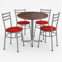 Ver imagem 5 de Mesa de Jantar Redonda Imbuia com 4 Cadeiras Estofadas Cinza