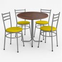 Ver imagem 2 de Mesa de Jantar Redonda Imbuia com 4 Cadeiras Estofadas Cinza