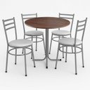 Ver imagem 3 de Mesa de Jantar Redonda Imbuia com 4 Cadeiras Estofadas Cinza