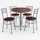 Ver imagem 4 de Mesa de Jantar Redonda Imbuia com 4 Cadeiras Estofadas Cinza