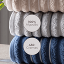 Ver imagem 5 de Jogo com 4 Toalhas Wave Premium 450g/m² Algodão Banhão e Rosto Verde e Bege