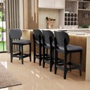 Ver imagem 2 de Kit 03 Banquetas Baixa Bar Cozinha Sala Jantar Fixa Betta L02 Preto Linho Cinza Escuro - Lyam Decor