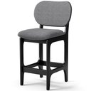 Ver imagem 3 de Kit 03 Banquetas Baixa Bar Cozinha Sala Jantar Fixa Betta L02 Preto Linho Cinza Escuro - Lyam Decor