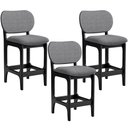 Ver imagem 1 de Kit 03 Banquetas Baixa Bar Cozinha Sala Jantar Fixa Betta L02 Preto Linho Cinza Escuro - Lyam Decor